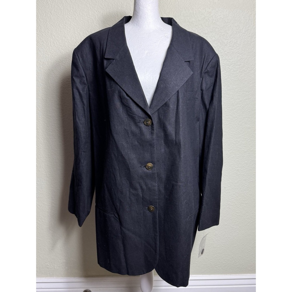 Elements Exclusively‎ Spiegel Women's Blazer Black Linen/Cotton Size 24 NWOT